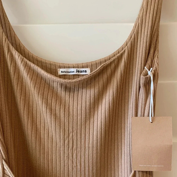 REFORMATION NWT Kazu Camel Ribbed Jumpsuit Romper One Piece - Picture 7 of 9